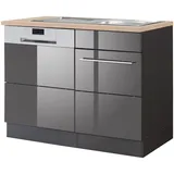 Held Spülenschrank »Wien«, Breite 110 cm, inkl. Möbelfront für teilintegrierbaren Geschirrspüler, grau