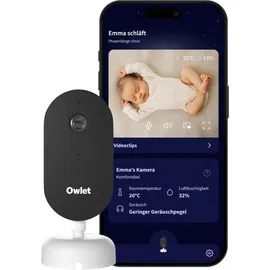 Owlet Dream SightTM – Smart HD Babyphone mit 2K-Kamera, Nachtsicht, Weinen-/Bewegungs-/Geräuscherkennung, Temperatur- & Luftfeuchtigkeitsüberwachung, sichere WLAN-Verbindung, 2-Wege-Audio, Dream Sock®