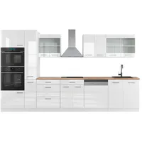 Vicco Küchenzeile R-Line 350 cm Weiß Hochglanz