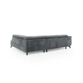 S-Style Eckcouch Cord 2-Sitzer Grau