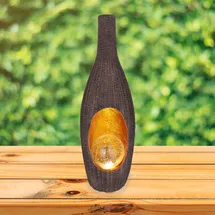 bmf-versand Solarleuchte Garten Vase Rattan Solarlampe Außen Leuchte Solar mit Pflegetuch