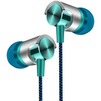 Mode Geflochtene kabelgebundene Stereo Sound Lautstärkeregler Telefon Laptop In-Ear Kopfhörer-Blau