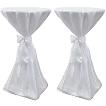 deluke Tischhusse 2er Set ADAU Stehtischhusse weiß 70cm Hussen elastisch Stehtischhusse Stehtisch-Abdeckung