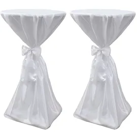 deluke Tischhusse 2er Set ADAU Stehtischhusse weiß 70cm Hussen elastisch Stehtischhusse Stehtisch-Abdeckung