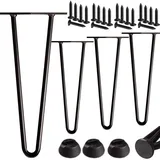 ID Dinkel 4x Haarnadel Tischbeine EDELSTAHL SCHWARZ CHROME Möbel Tischgestell Hairpin Leg SCHWARZ 2 Streben 45