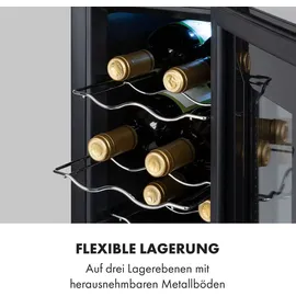 Klarstein Weinkühlschrank, Getränkekühlschrank Schmal, 1 Zone Kühlschrank mit Glastür, Getränkekühlschränke Freistehend, Weinkühlschrank K... - Schwarz