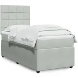 vidaXL Boxspringbett mit Matratze Hellgrau 140x200 cm Samt