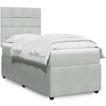 vidaXL Boxspringbett mit Matratze Hellgrau 140x200 cm Samt