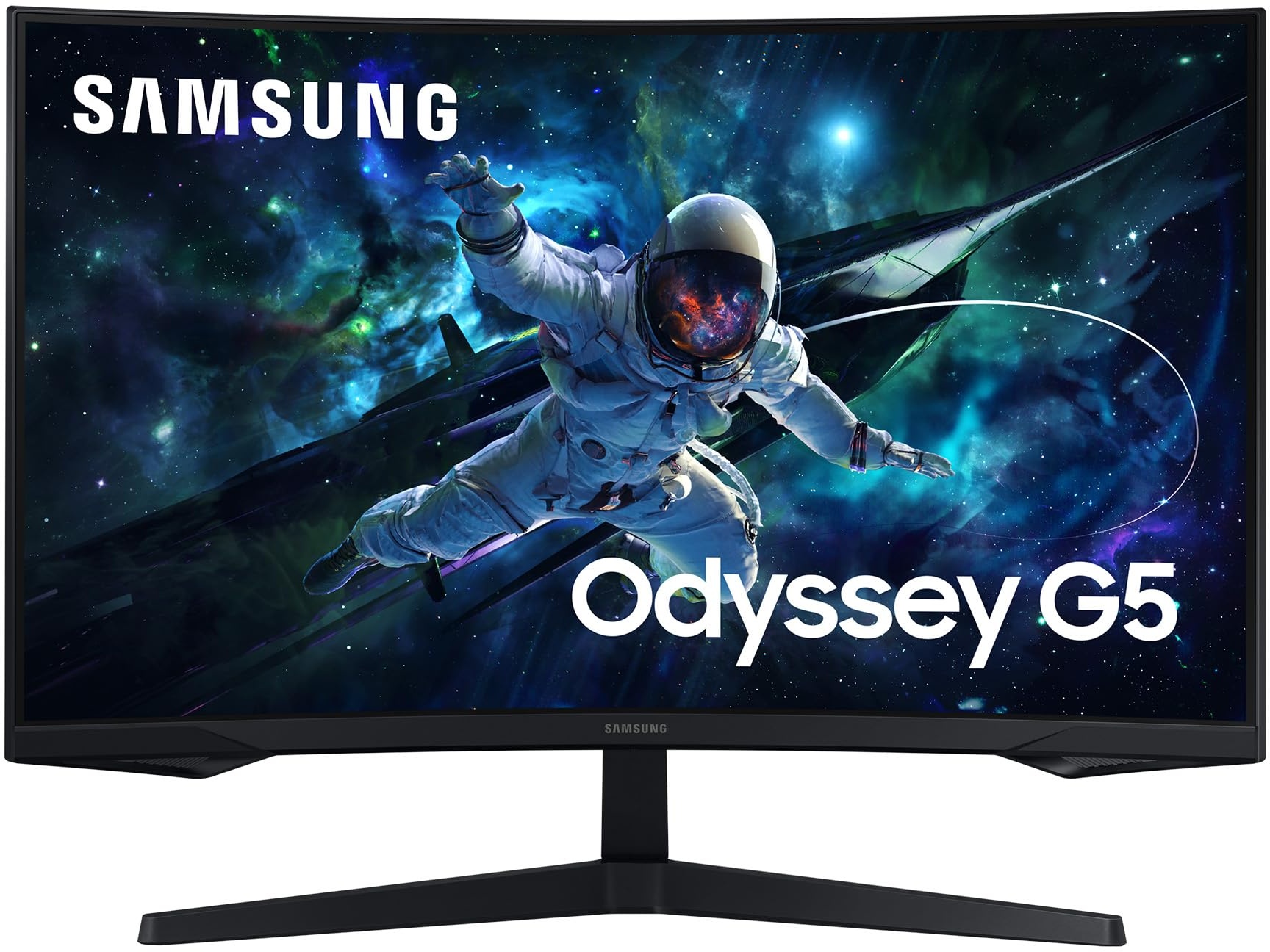 Samsung Odyssey G55C Curved Gaming Monitor, 32 Zoll, Bildschirm mit VA-Panel, 2.560 x 1.440 Pixel, 1.000R Radius, HDR10, AMD FreeSync, Bildwiederholrate 165 Hz, Reaktionszeit 1 ms (MPRT)