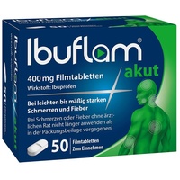 Ibuflam akut 400 mg Filmtabletten - Schnelle Schmerzlinderung und Fiebersenkung mit Ibuprofen - 50 Stk.