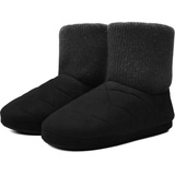 KuaiLu Hohe Hausschuhe Boots Herren Winter Wolle Gefütterte Hausstiefel Männer Warme Flauschige Plüsch Hüttenschuhe Kuschel Geschlossen Hausschuhe Stiefel Warm Slippers Puschen Schwarz EU47 - 47 EU