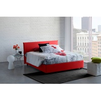 Einzelbett Chiaraluna, Containerbett mit Stoffbespannung, 100% Made in Italy, Frontöffnung, mit Matratze Cm 90x190 enthalten, Rot - Rot