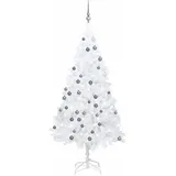vidaXL Künstlicher Weihnachtsbaum mit Beleuchtung & Kugeln Weiß 180 cm