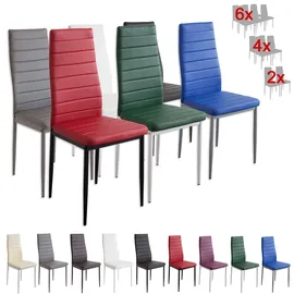 Albatros Esszimmerstühle MILANO 6er Set, Grau - Polsterstuhl mit Kunstleder-Bezug, Modernes Stilvolles Design am Esstisch - Küchenstuhl oder Stuhl Esszimmer