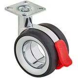 SO-TECH® Möbelrolle Premium Lenkrolle Durchmesser 75 mm, Höhe 98,5 mm, (1-St), belastbar bis 85 kg je Rolle, mit Bremse, chrom / schwarz schwarz