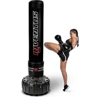 inventus Boxsack Freistehend 185 cm - Standboxsack mit Befüllbarer Basis für Wasser oder Sand - Punching Bag für Boxtraining Kickboxen Fitness Zuhause - Schwarz