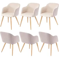 Mendler 6er-Set Esszimmerstuhl HWC-D71, Stuhl Küchenstuhl, Retro Design, Armlehnen