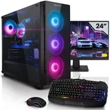 Megaport Komplett Set Gaming PC Nvidia GeForce RTX3050 6GB • AMD Ryzen 5 5500 • 24" Monitor • Windows 11 • 32GB 3200MHz DDR4 • 1000GB M.2 SSD • Tastatur • Maus pc Gaming komplettpaket