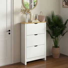 Homcom Schuhschrank 72 x 112 x 26 cm mit 3 Schubladen weiß / weiß