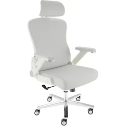 CLOUVOU PowerSeat, ergonomischer Bürostuhl, thermoregulative Materialien, 5D-Armlehnen, 3D-Kopfstütze, PhantomWheels, Creme-weiß