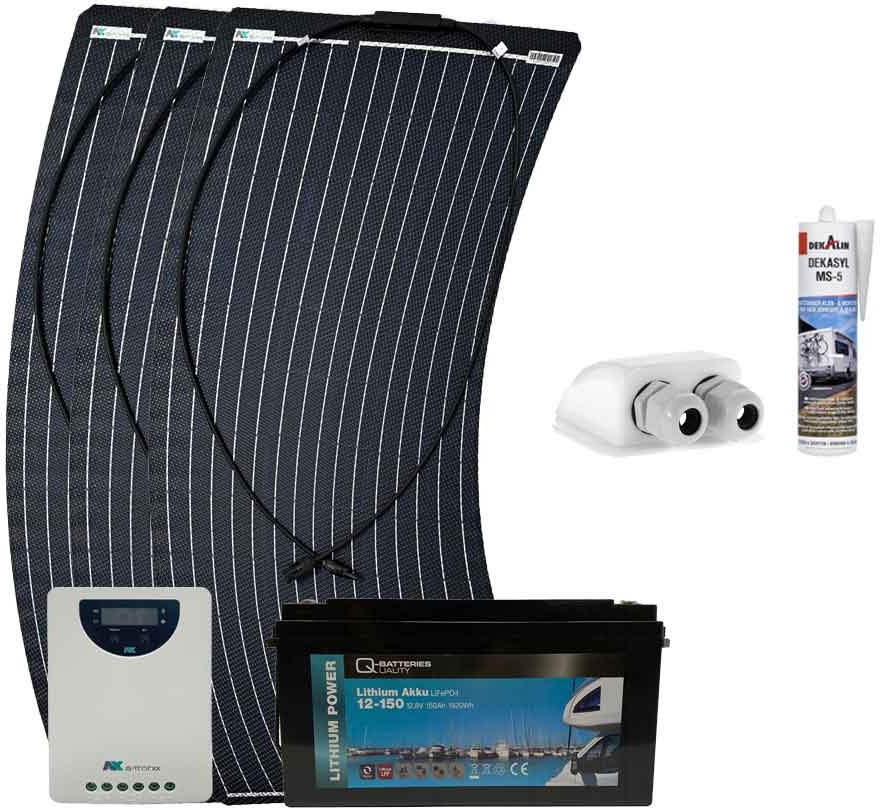 a-TroniX Solaranlage Wohnmobil 300W mit LiFePO4 12V 150Ah und MPPT Laderegler