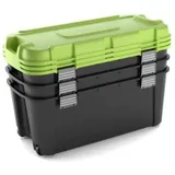 3X Keter 80L Aufbewahrungsbox Werkzeugbox mit Deckel Regalbox Stapelbar