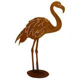 itsisa Dekofigur Flamingo im Rost Design H: 77 cm - Vogel, Rostfigur für den Garten, Gartendeko, Metalldeko