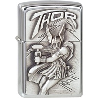 Zippo Feuerzeug 1300098 Viking Thor Emblem Benzinfeuerzeug, Messing,Chrome