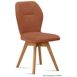 58 aufm Kessel Esszimmerstuhl Küchenstuhl drehbar (2er-Set) Draga 51x92x60 Eiche geölt/Marsala (Lieferung bis Verwendungsstelle, 4 St), Stabiles Gestell aus Massivholz pflegeleichter Bezug aus Microfaser braun
