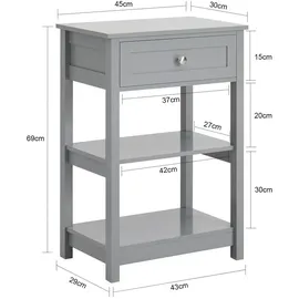 SoBuy Nachttisch mit Schublade Beistelltisch Nachtschrank Hellgrau FBT46-HG