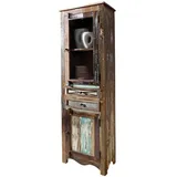 Massivmoebel24 Vitrine Altholz 60 x 35 x 190 cm Mehrfarbig
