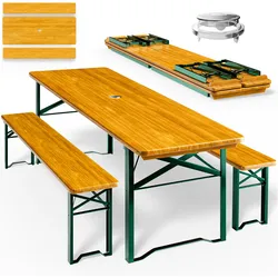 Casaria Bierzeltgarnitur 170 cm 1 Biertisch 2 Bierbänke Klappbar 3 tlg Festzeltgarnitur
