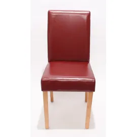 Mendler 2er-Set Esszimmerstuhl Stuhl Küchenstuhl Littau ~ Leder, rot, helle Beine