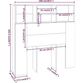 vidaXL Bett-Kopfteil mit Ablagen Weiß 100x19x103,5 cm