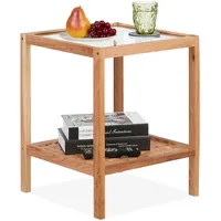 Relaxdays Beistelltisch, Wohnzimmertisch mit Glasablage, HBT 50x40x40 cm, Ablagetisch