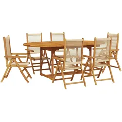vidaXL 7-tlg. Garten-Essgruppe Polypropylen und Massivholz Beige