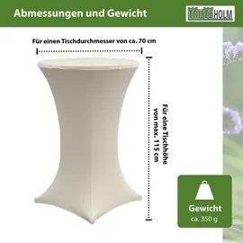 Baumarktplus 5x Stehtischhusse Stretch 70 cm beige Tischdecke Husse Bistrotisch Partytisch