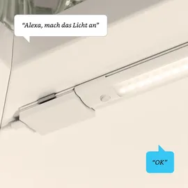 ledscom.de Smarte LED Unterbau-Leuchte SIRIS weiß matt, WLAN-Controller, flach, Smart-Home, Alexa-fähig je 90cm, je 963lm, warmweiß, 3er Set