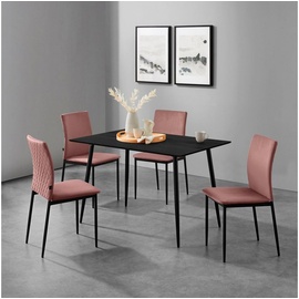Leonique Essgruppe Pavia + Eadwine" Esstisch und 4 Stühlen), mit rechteckigem Tisch, Esszimmerstühle Kunstleder oder Samtsoff