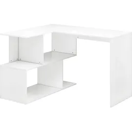 Woltu Schreibtisch Eckschreibtisch mit Stauraum, 120x100cm, Bürotisch, Computertisch mit Ablagefächern, PC Tisch, Winkelschreibtisch, Arbeitstisch für Büro Arbeitszimmer, Weiß