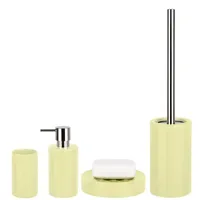 Spirella Badezimmer Set, 4-teiliges Badzubehör aus Porzellan Tube Seifenspender,