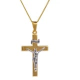 HOPLO Kreuzanhänger Anhänger Kreuz mit Korpus mit Kette 1,1 mm 333-8 Karat Gold, Made in Germany 55 cm