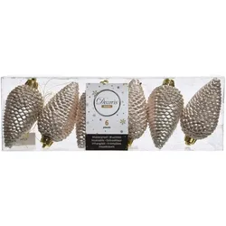 Christbaumschmuck 8cm Kunststoff Tannenzapfen Weihnachtsbaumschmuck champagner