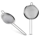 PARENCE.- Set mit 2 Edelstahlsieben 8 cm Durchmesser - Feinmaschiges Edelstahlsieb - Mehlfilter, Gebäck - leicht zu reinigen - Mehrzweck-Küchenzubehör, 2 Stück, Argenté