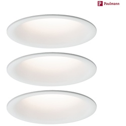 Paulmann 3er-Set LED Einbauleuchten-Set CYMBAL COIN, IP44, starr, blendfrei, 230V , 6.8W 2700K 530lm 38°, Weiß matt PAUL-93415