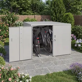 MCW Fahrradgarage, Fahrradunterstand, Metall, 124x148x208 cm, hellgrau