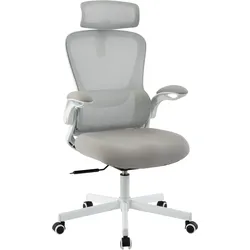 Bürostuhl PLACES OF STYLE "SACILE", grau (hellgrau), B:73cm T:73cm, Stühle, mit Lordosenstütze, atmungsaktiv, klappbare Armlehnen