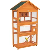 PawHut Vogelkäfig aus Holz, Käfig für Papageien, Spielplatz, Vogelvoliere für den Außenbereich, Dach Asphalt, wasserdicht, für Wellensittiche, Nymphensittiche, Sittiche, Kanarienvögel, 92 x 52 x 171