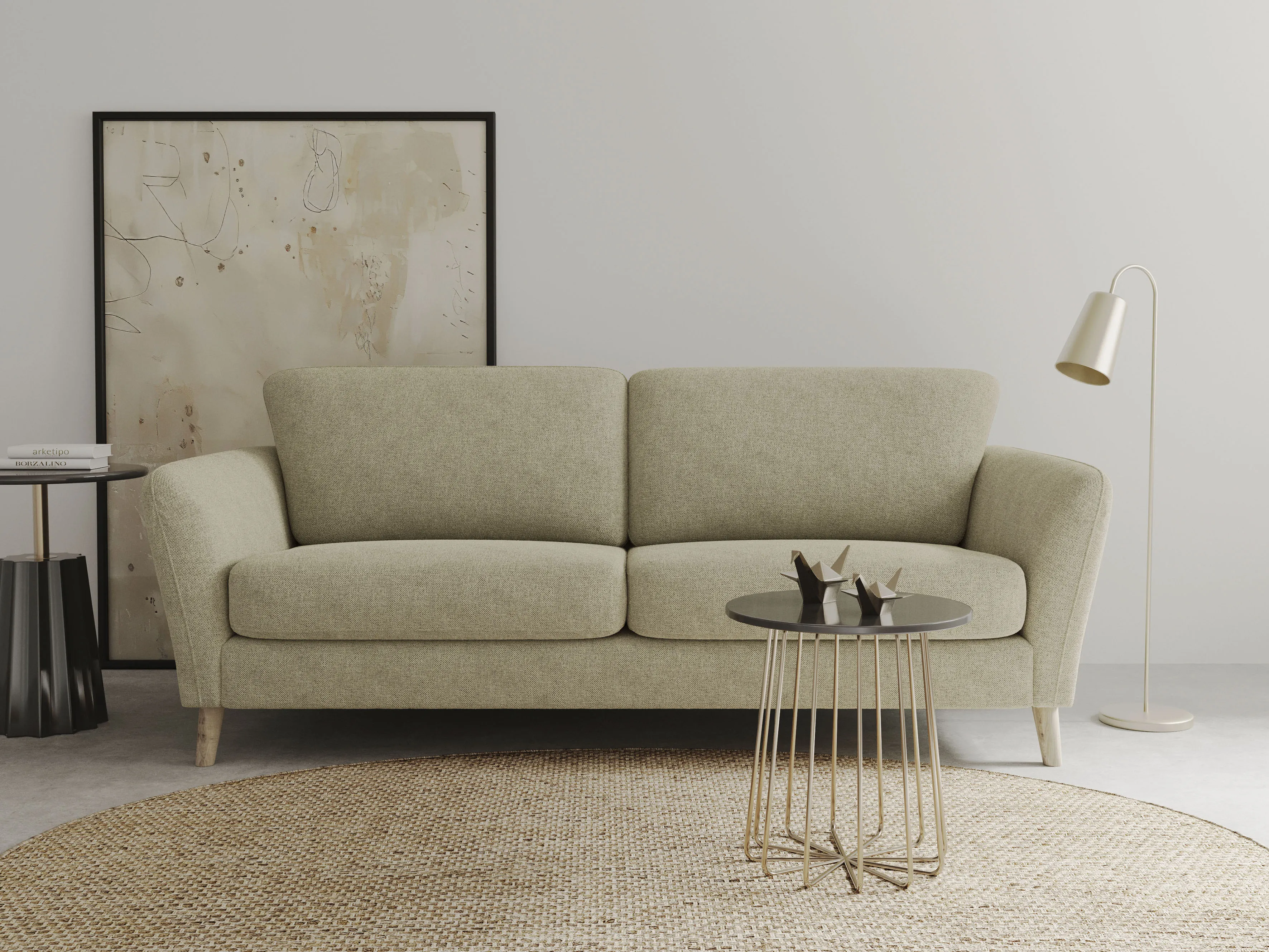 Home affaire 3-Sitzer »MARSEILLE Sofa 206 cm«, mit Massivholzbeinen aus Eiche, verschiedene Bezüge und Farbvarianten Home affaire latte