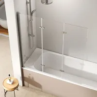 EMKE Duschabtrennung Badewanne Faltwand 120 x 140cm Nanobeschichtungen ESG Sicherheitsglas Badewannenfaltwand Duschwand Glas für Badewannen